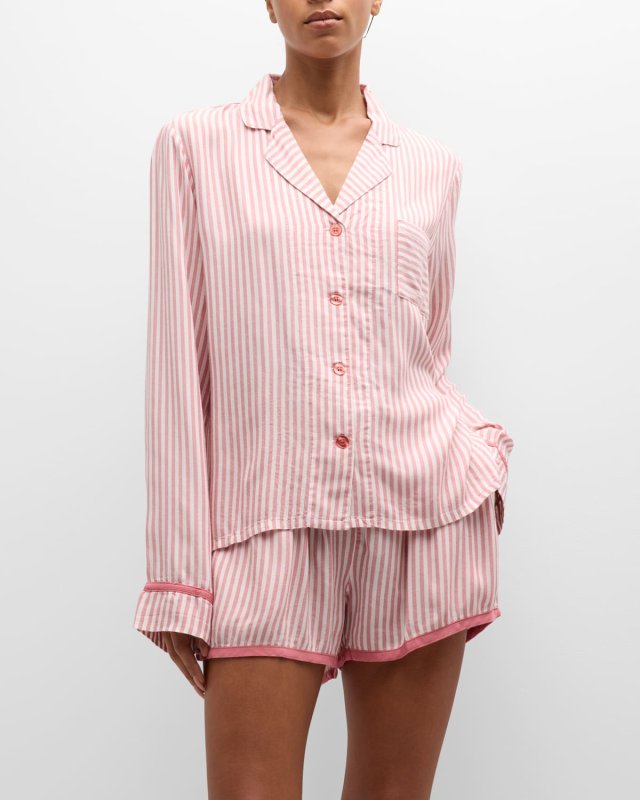 Stripe Hype Long-Sleeve & Shorts Pajama Set